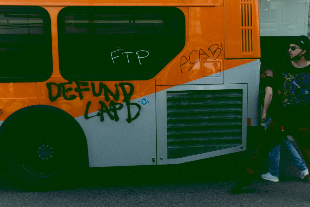 Defund LAPD Bus Graffiti