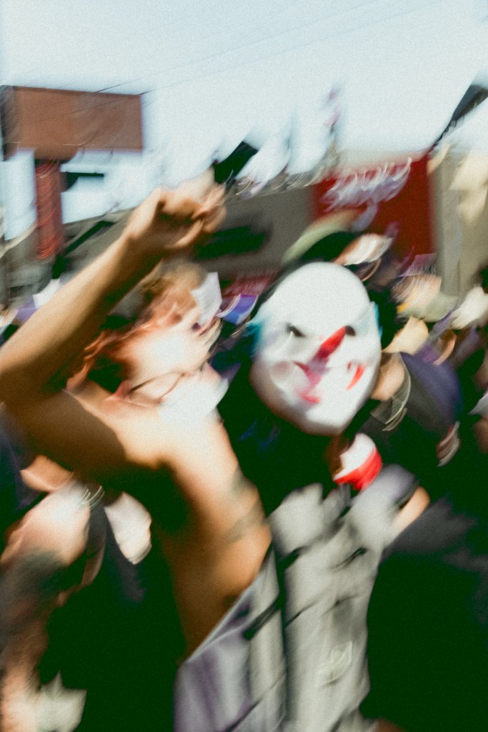 Masked Protesters Motion Blur