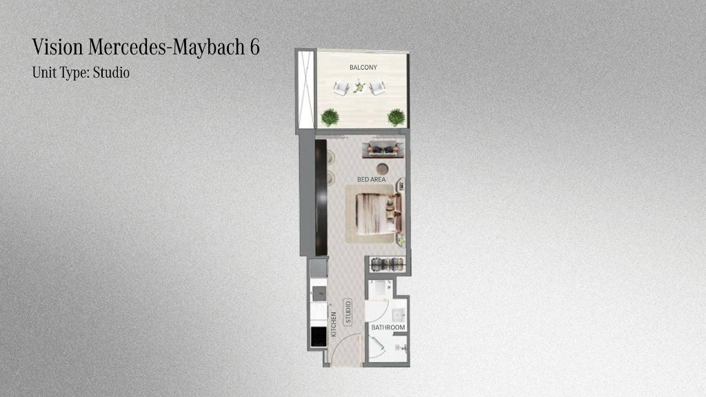 Studio floor plan — Vision Mercedes-Maybach 6, Binghatti City Dubai