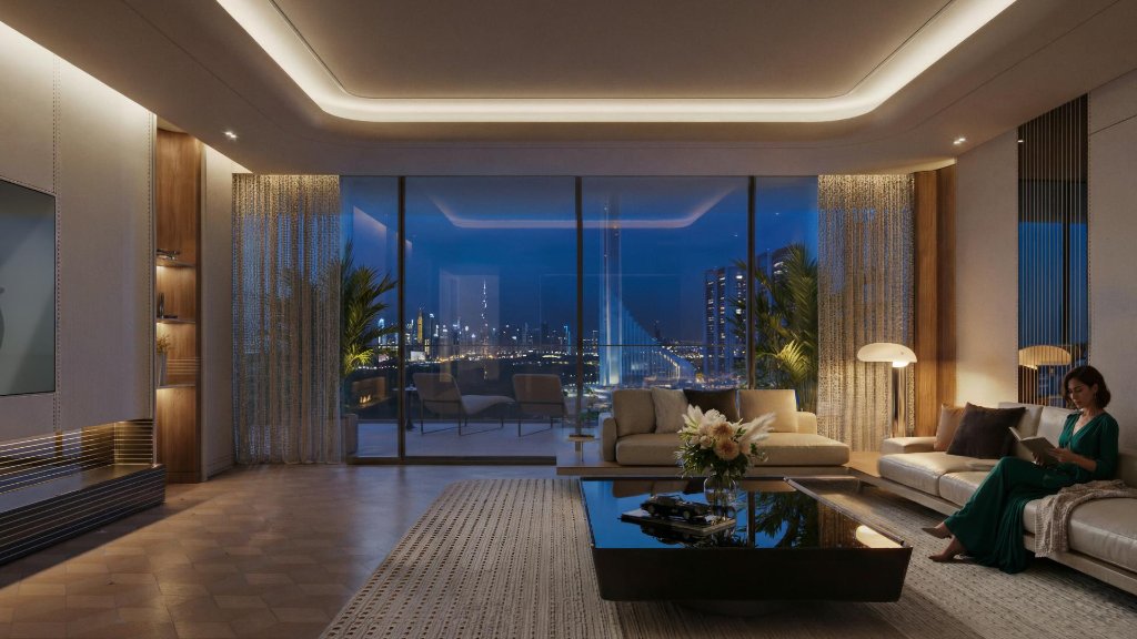 Sunset living room interior, Mercedes-Benz Places Binghatti City