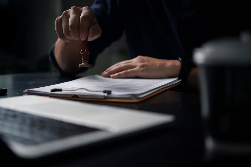 Legal will document with notary stamp