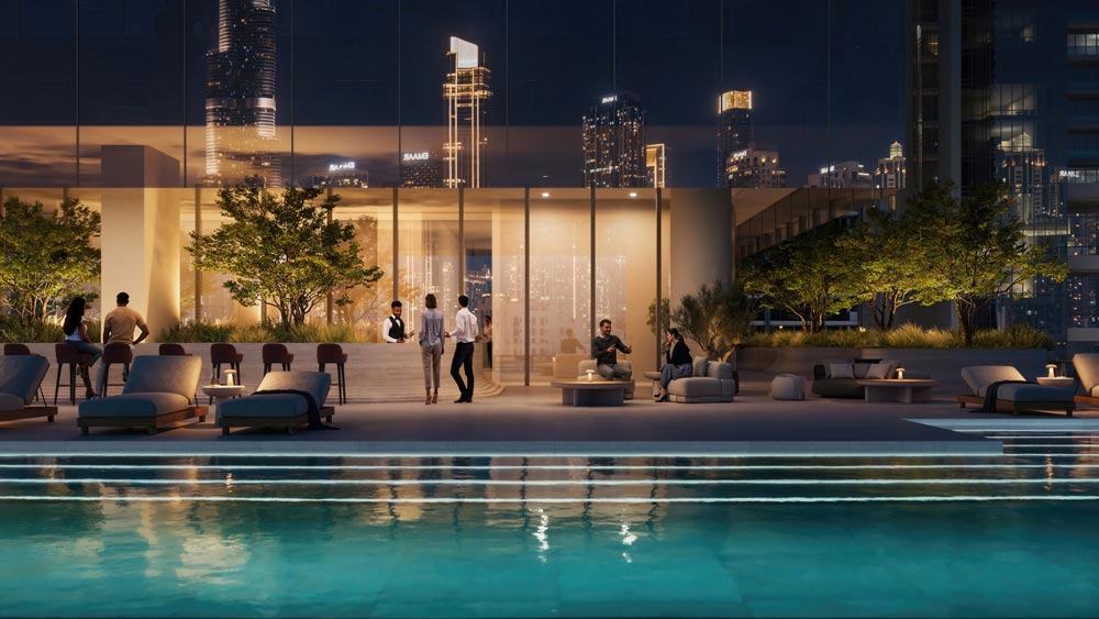 Inaura outdoor pool and garden at Level 1