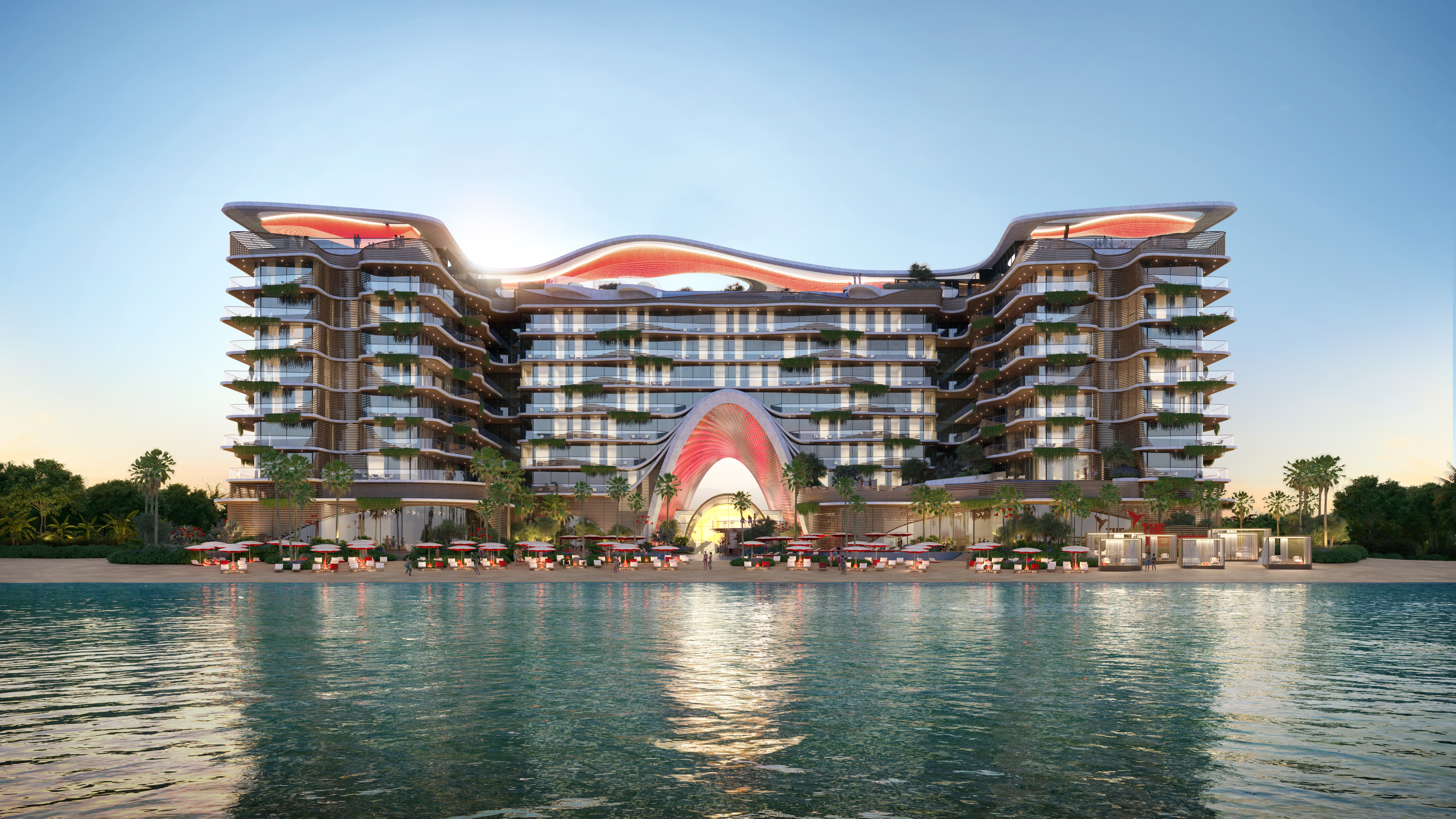 The Unexpected Al Marjan Island — beachfront architecture at golden hour