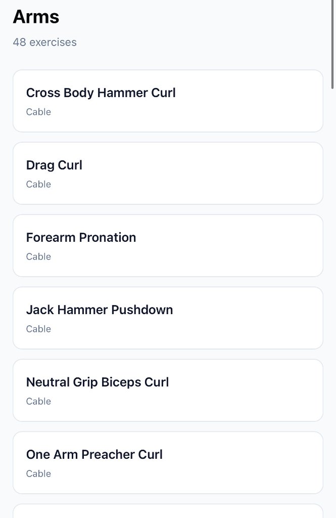 Arms exercise list drill down