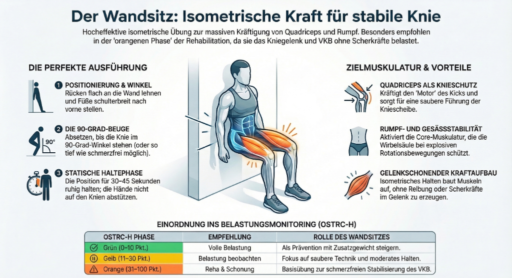 Wandsitz: Isometrisches Training für stabile Knie