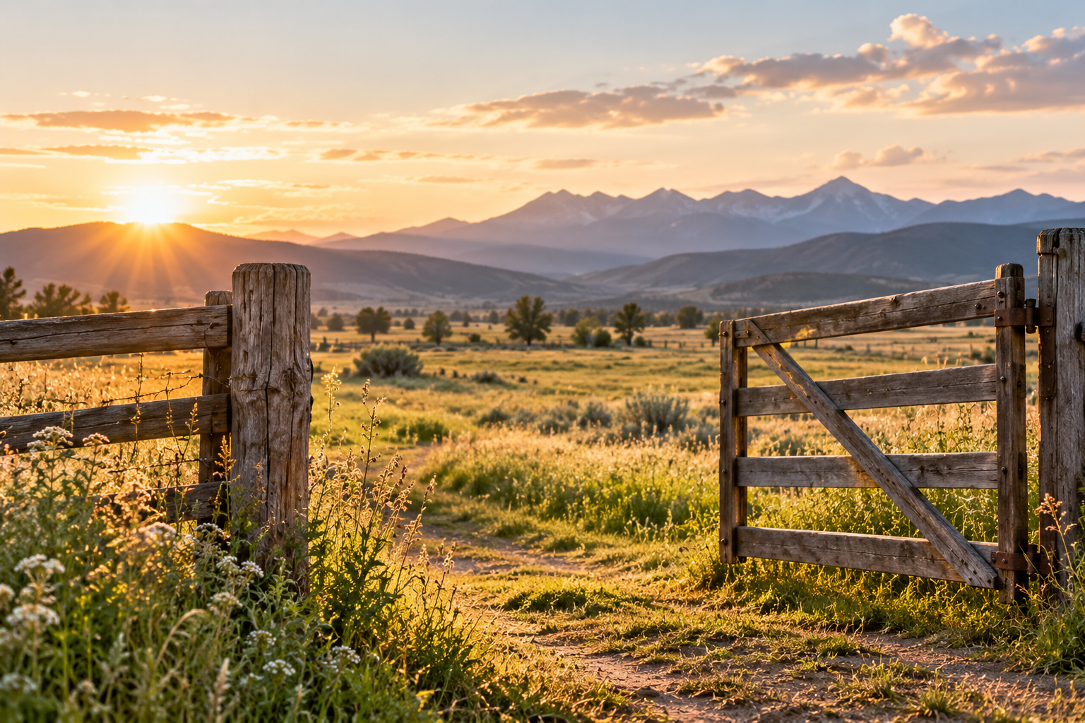 Montana farmland at golden hour
