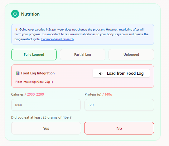 Nutrition check-in