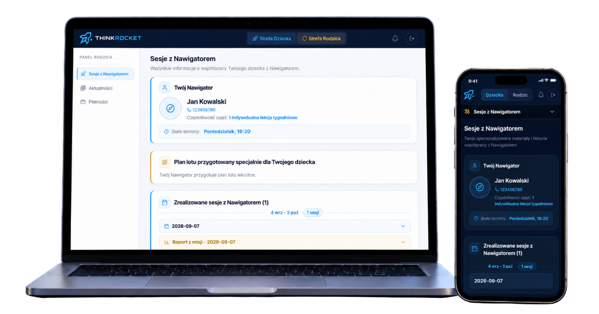 Platforma ThinkRocket na laptopie i telefonie
