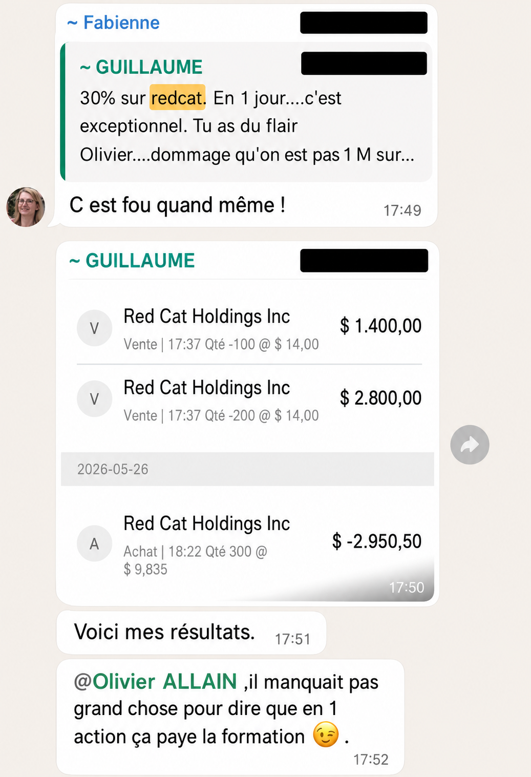"13% en 48h de trade !!" 😂