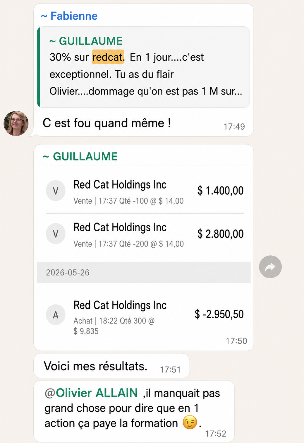 Fabienne — "1 action ça paye la formation" 😉