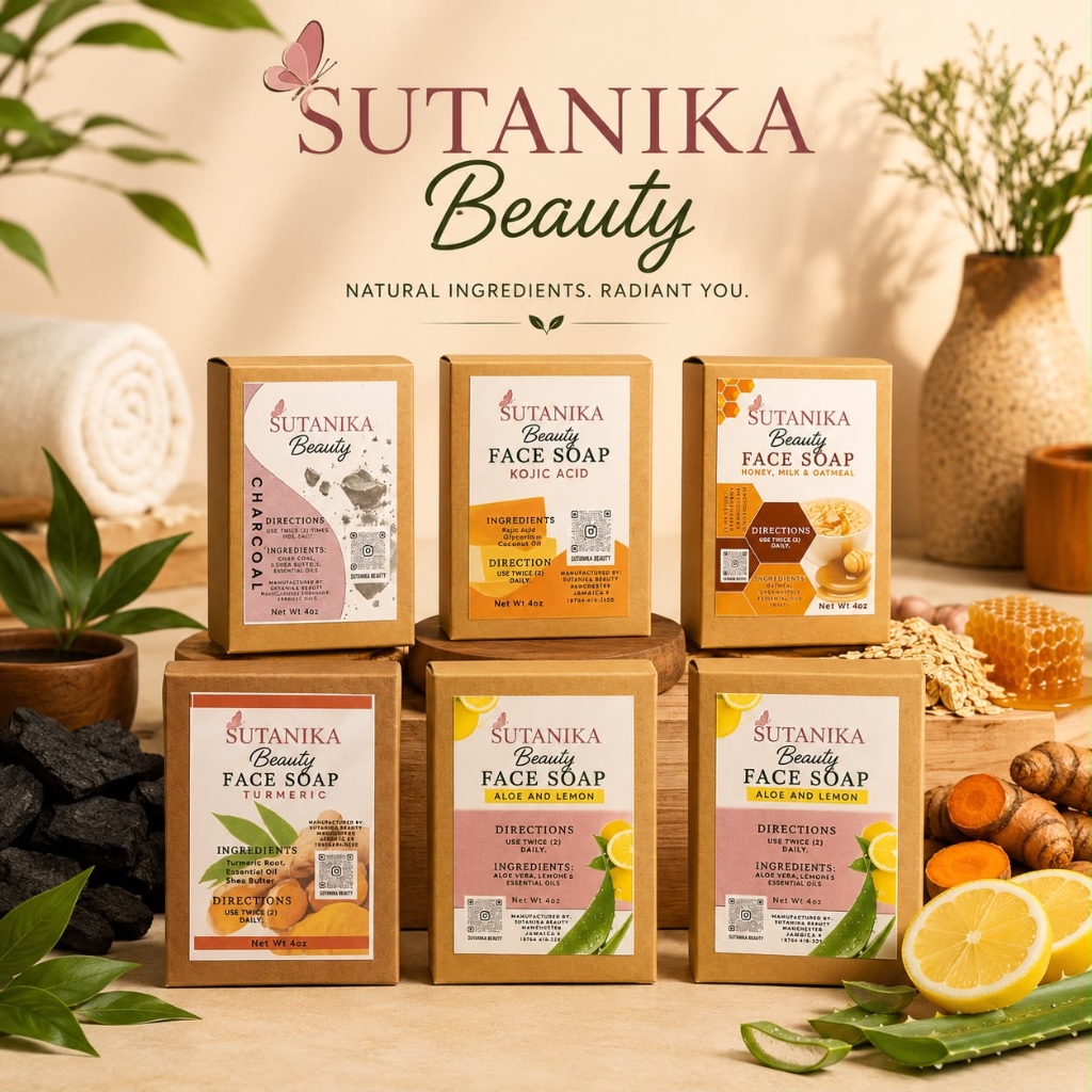 All five Sutanika Beauty wholesale soap bars together