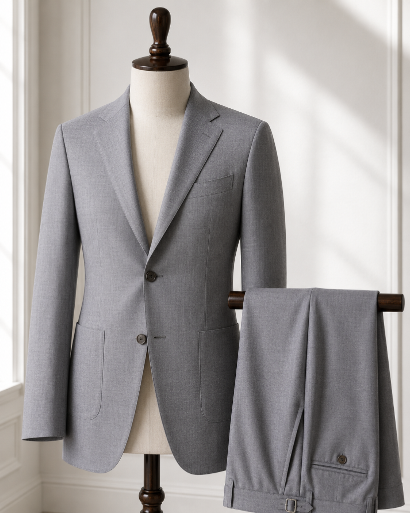 Light Gray Solid Twill Pants
