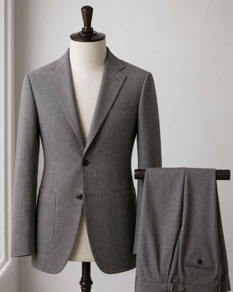 Light Grey Solid Twill Pants