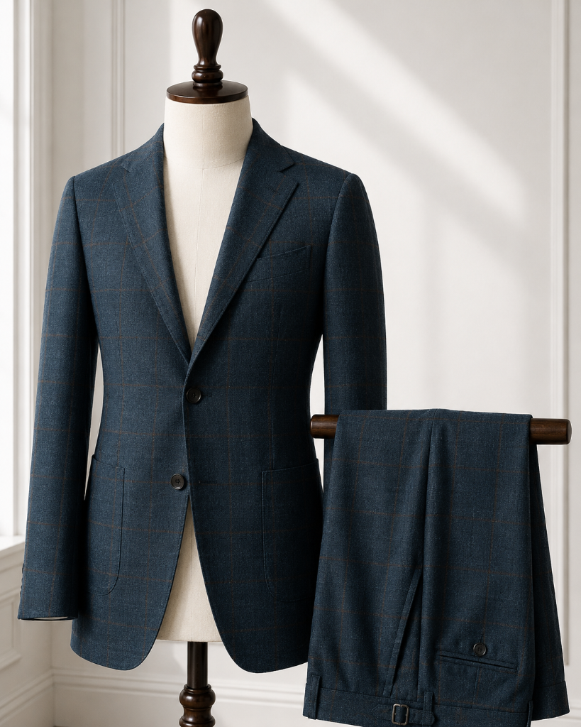 Blue Windowpane Vest