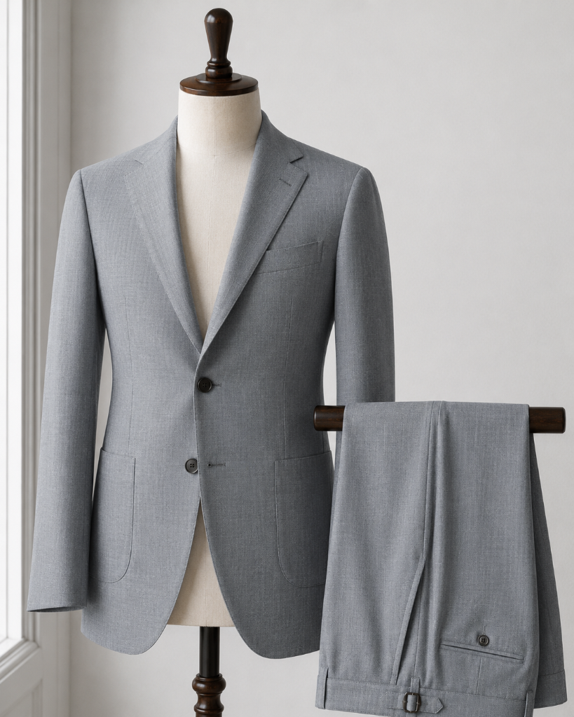 Light Grey Solid Twill Suit