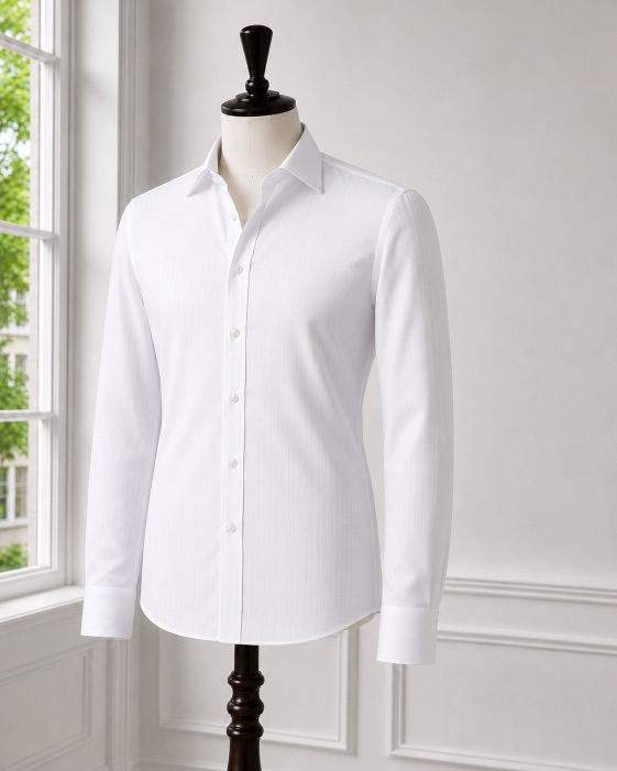 White Tonal Stripe Shirt