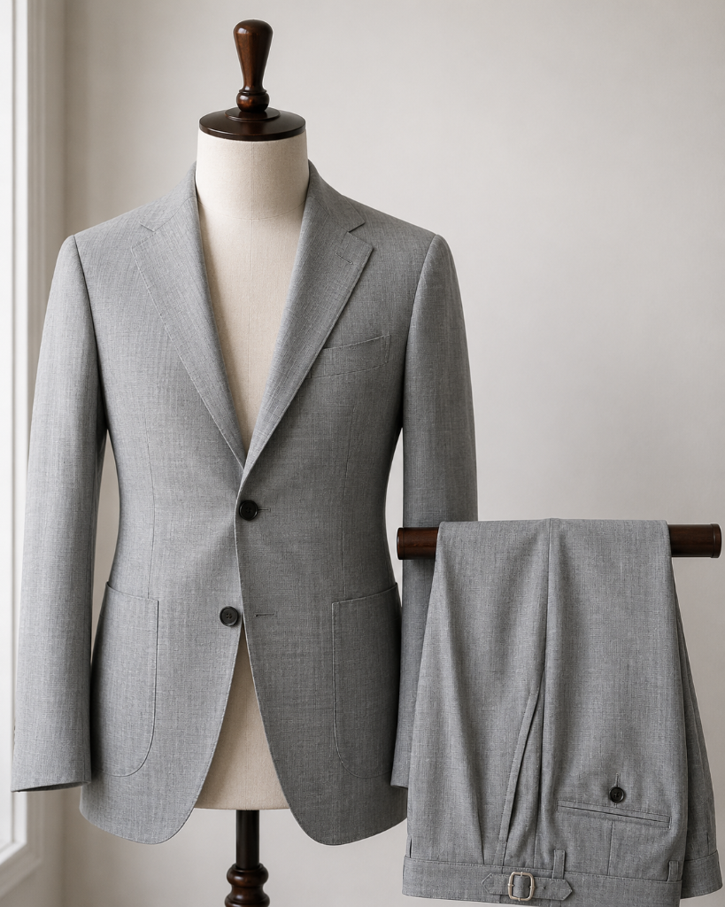 Grey Solid Twill Vest