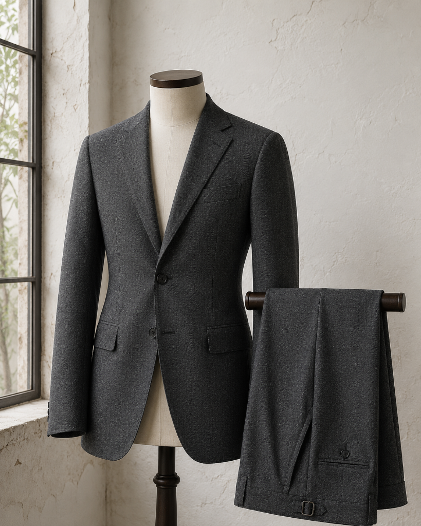 Dark Gray Solid Twill Pants