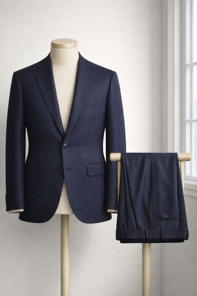 Navy Solid Twill Suit