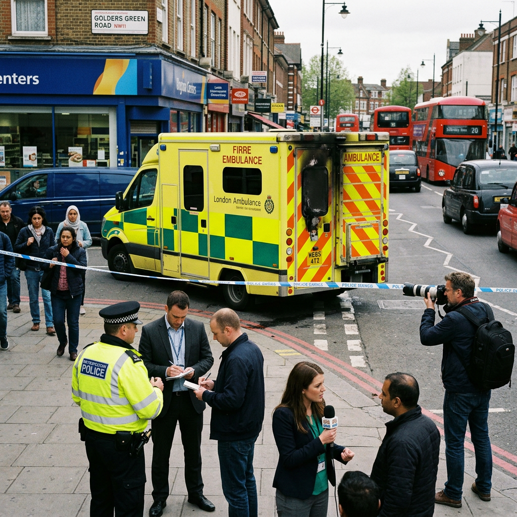 Golders Green: Du vyrai ir paauglys apkaltinti greitosios medicinos pagalbos padegimu