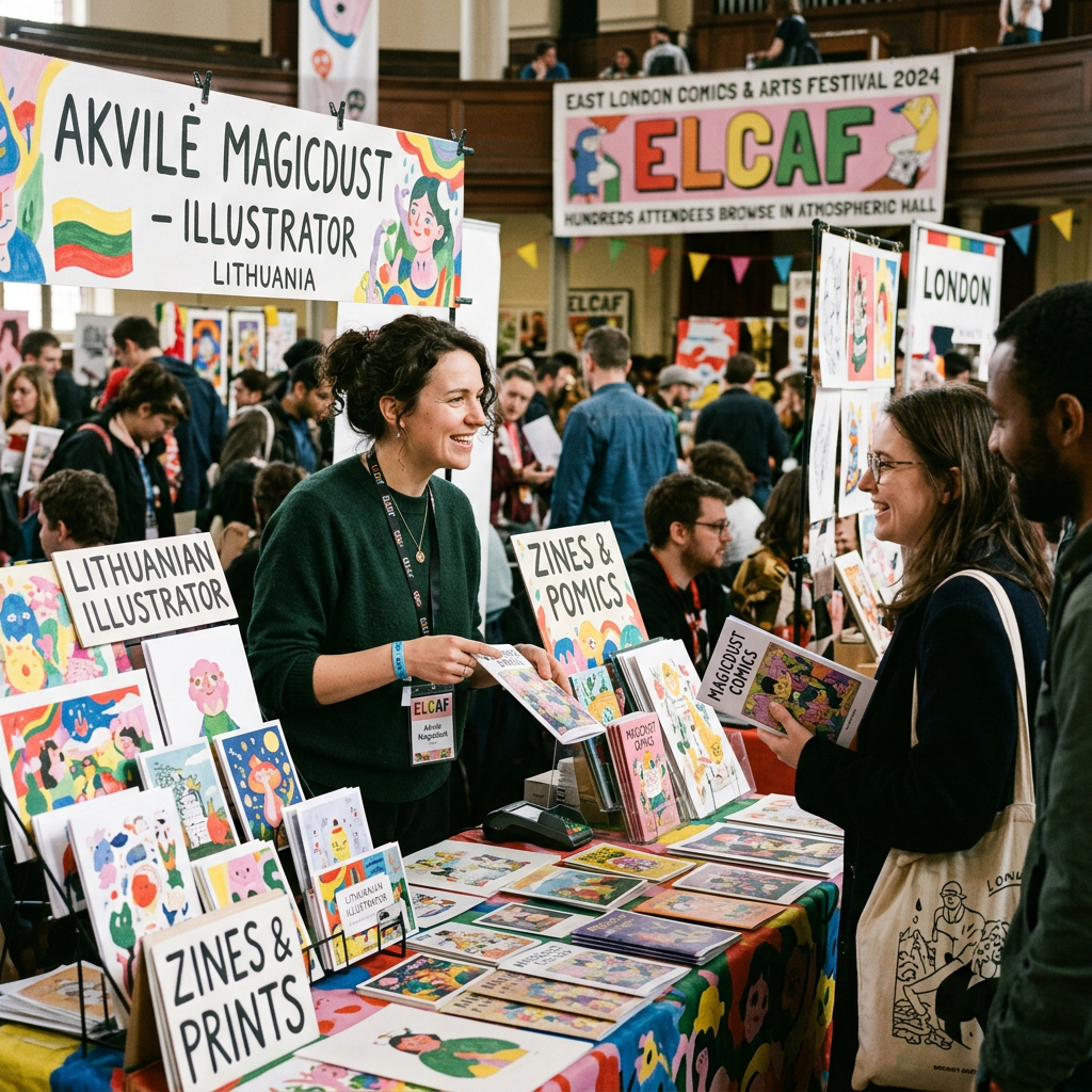 Lietuvių iliustratorė Akvilė Magicdust East London Comics and Arts Festival'yje