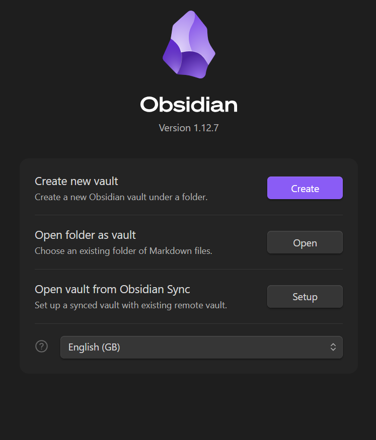 Obsidian - Create new vault