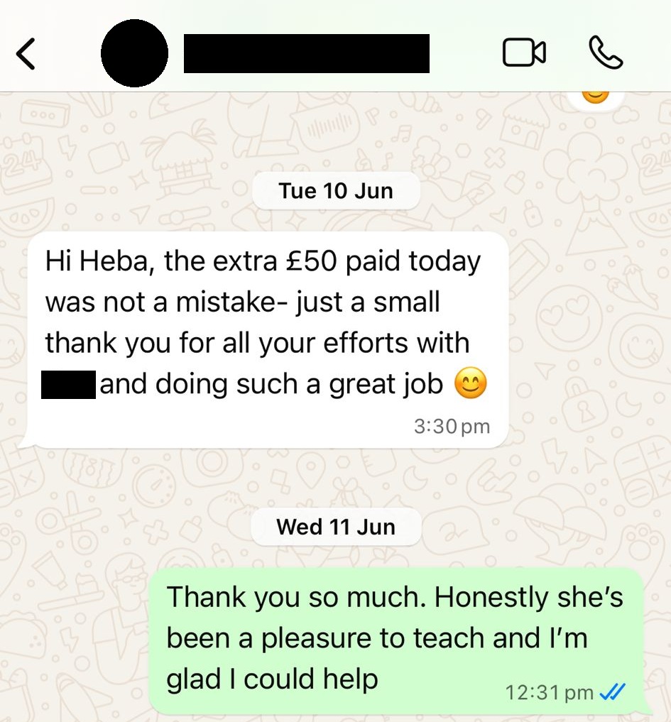 Parent bonus payment - great job