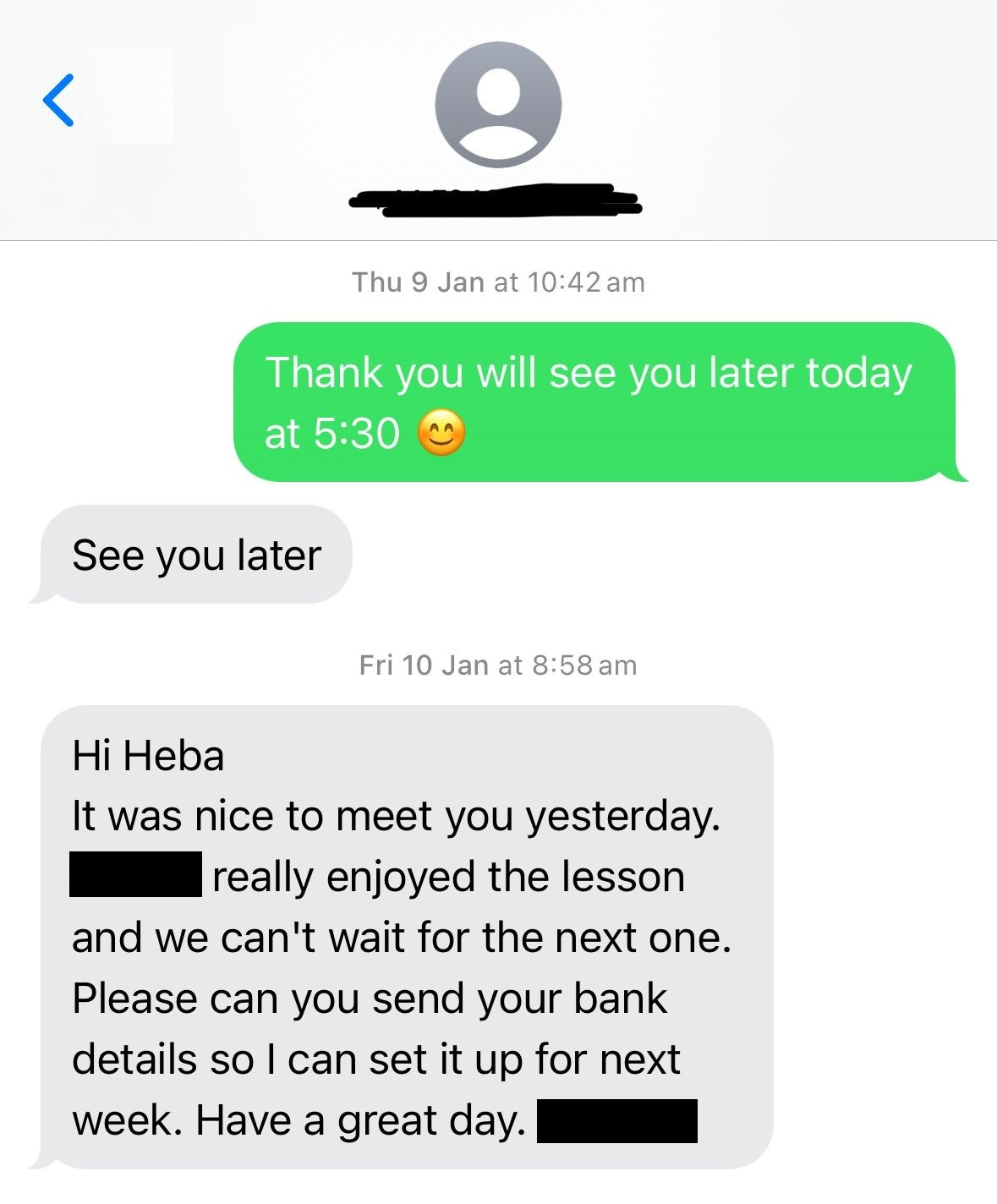 Trial lesson feedback - enjoyed the lesson