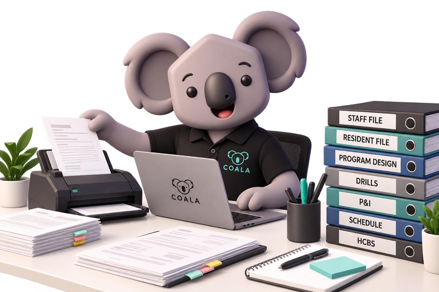 COALA Setup Assistant organizing provider records, staff files, resident profiles, and compliance documents