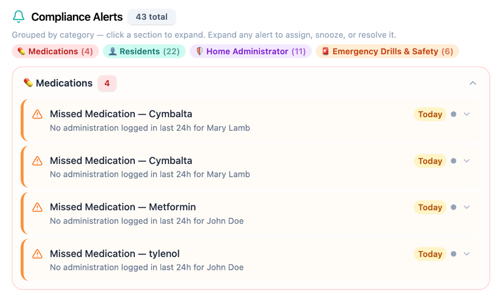 Compliance Alerts screenshot