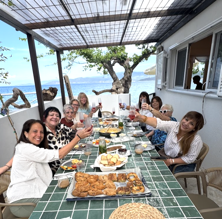 Group lunch on terrace