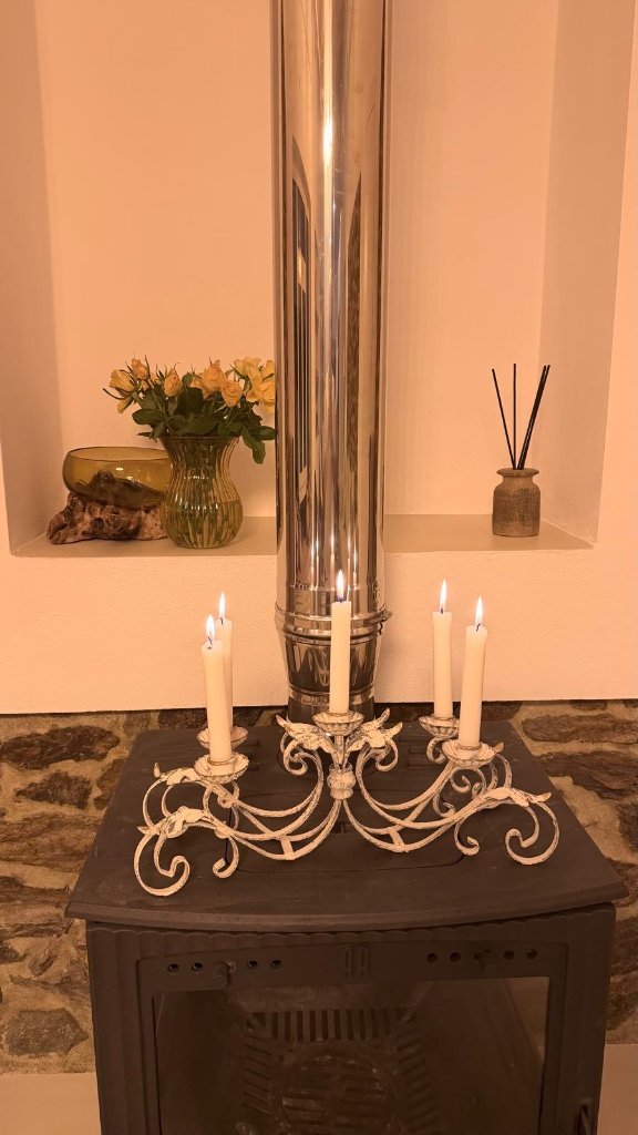 Candelabra on fireplace