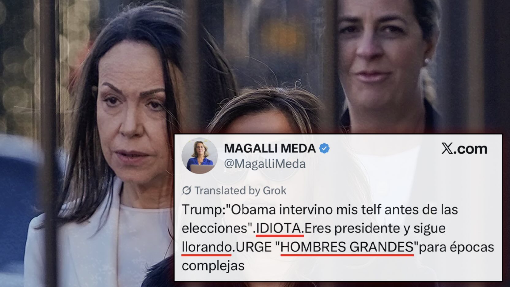 Machado llevó a la Casa Blanca a su asesora, quien llamó “IDIOTA” a Trump por denunciar que Obama espió su campaña