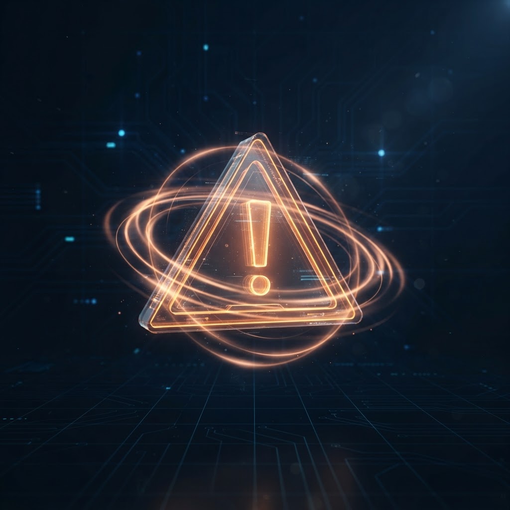 Illustrative graphic of a glowing alert triangle