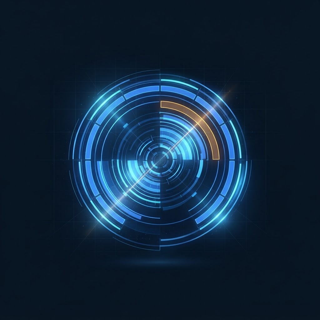 Illustrative graphic of a digital speedometer dial