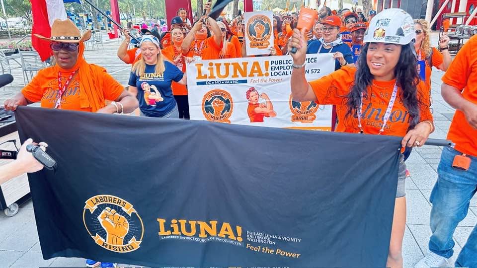 LIUNA members marching at a rally