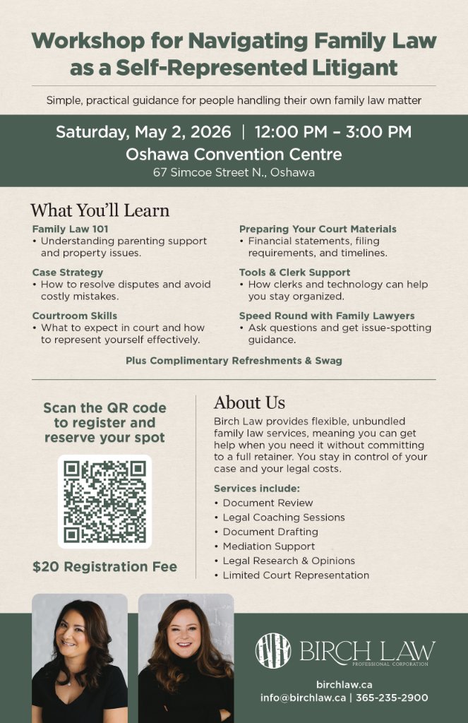 Workshop for Navigating Family Law as a Self-Represented Litigant