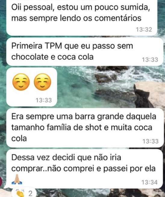 Primeira TPM sem chocolate e coca cola