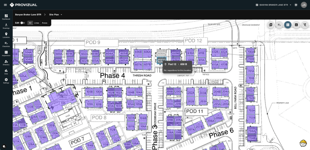 Provizual highlighting units that have not been called for inspection yet
