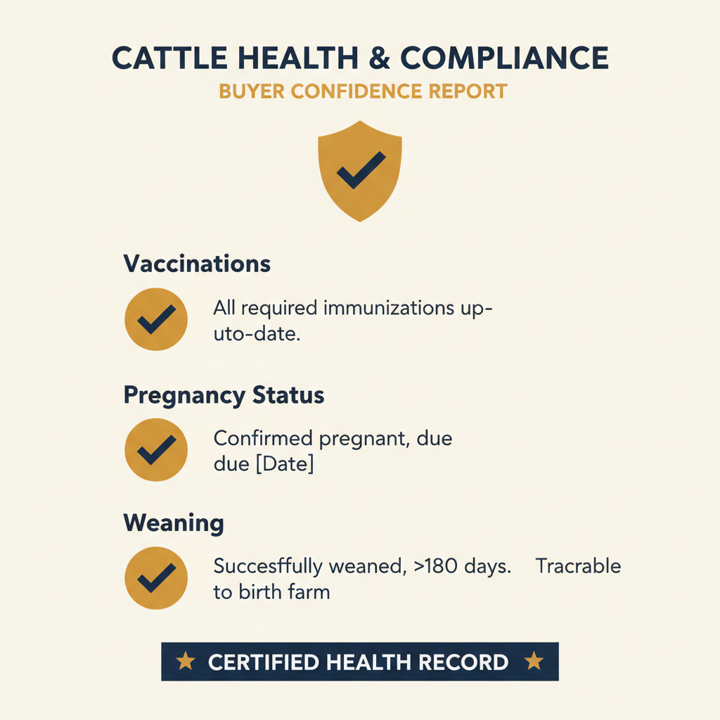 Cattle health record dashboard infographic building buyer confidence