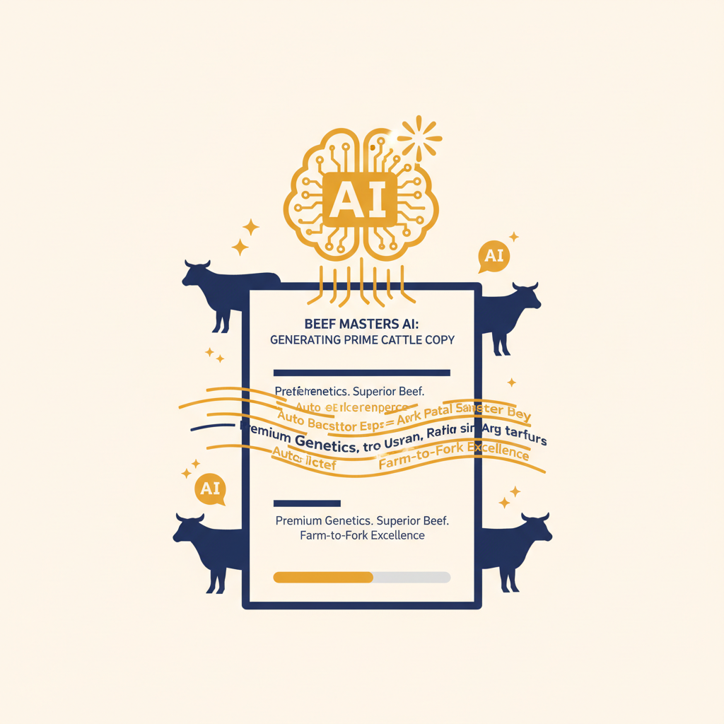 AI writing assistant generating cattle marketing copy infographic