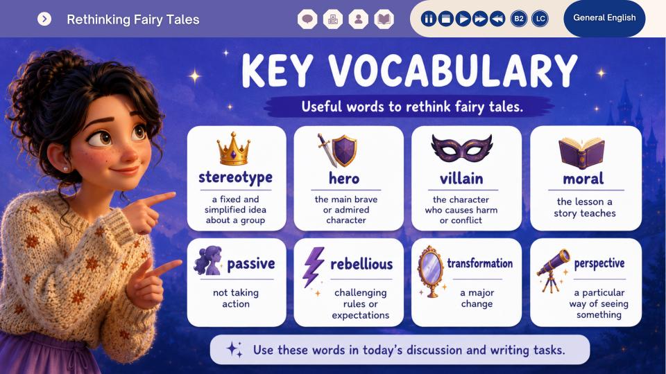 Ampliar amostra de Rethinking Fairy Tales · Key Vocabulary · B2