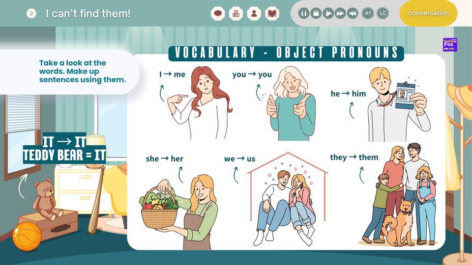 Ampliar amostra de I Can't Find Them! · Object Pronouns · A1
