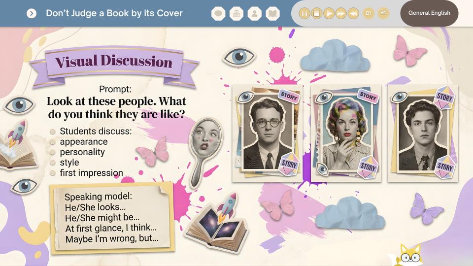 Ampliar amostra de Don't Judge a Book by Its Cover · Visual Discussion · B1