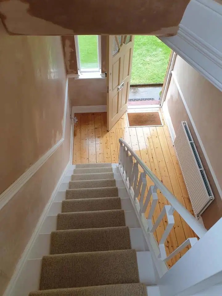 Completed staircase plastering — South London
