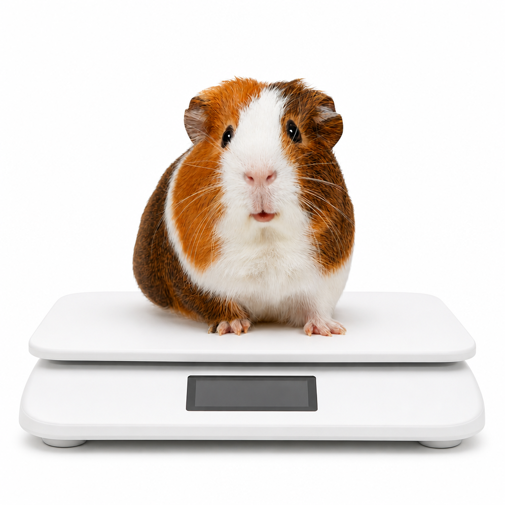 Guinea pig on scales
