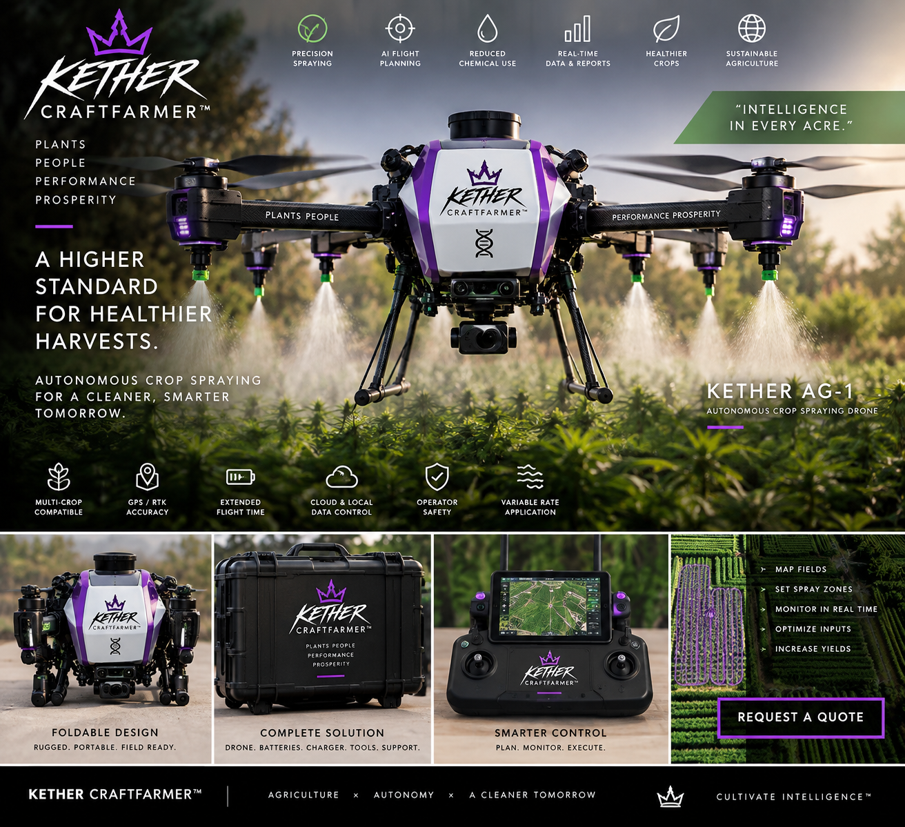 Kether Craftfarmer AG-1 Autonomous Crop Spraying Drone — Concept Edition