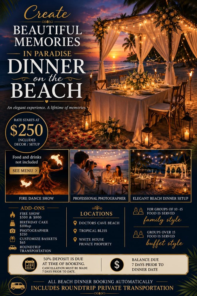 Luxury Beach Dinner experience flyer