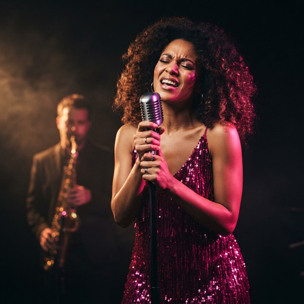 Professional singer performing on stage