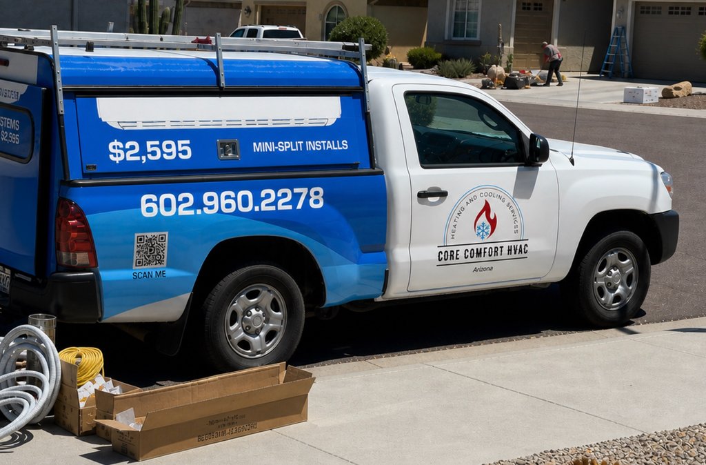 Core Comfort HVAC service truck - mini split installation $2,595 - Call 602-960-2278